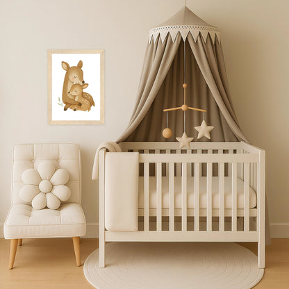 Ria das Reh - Motiv: "Kuscheln" Poster mit Holzrahmen von tinylearner