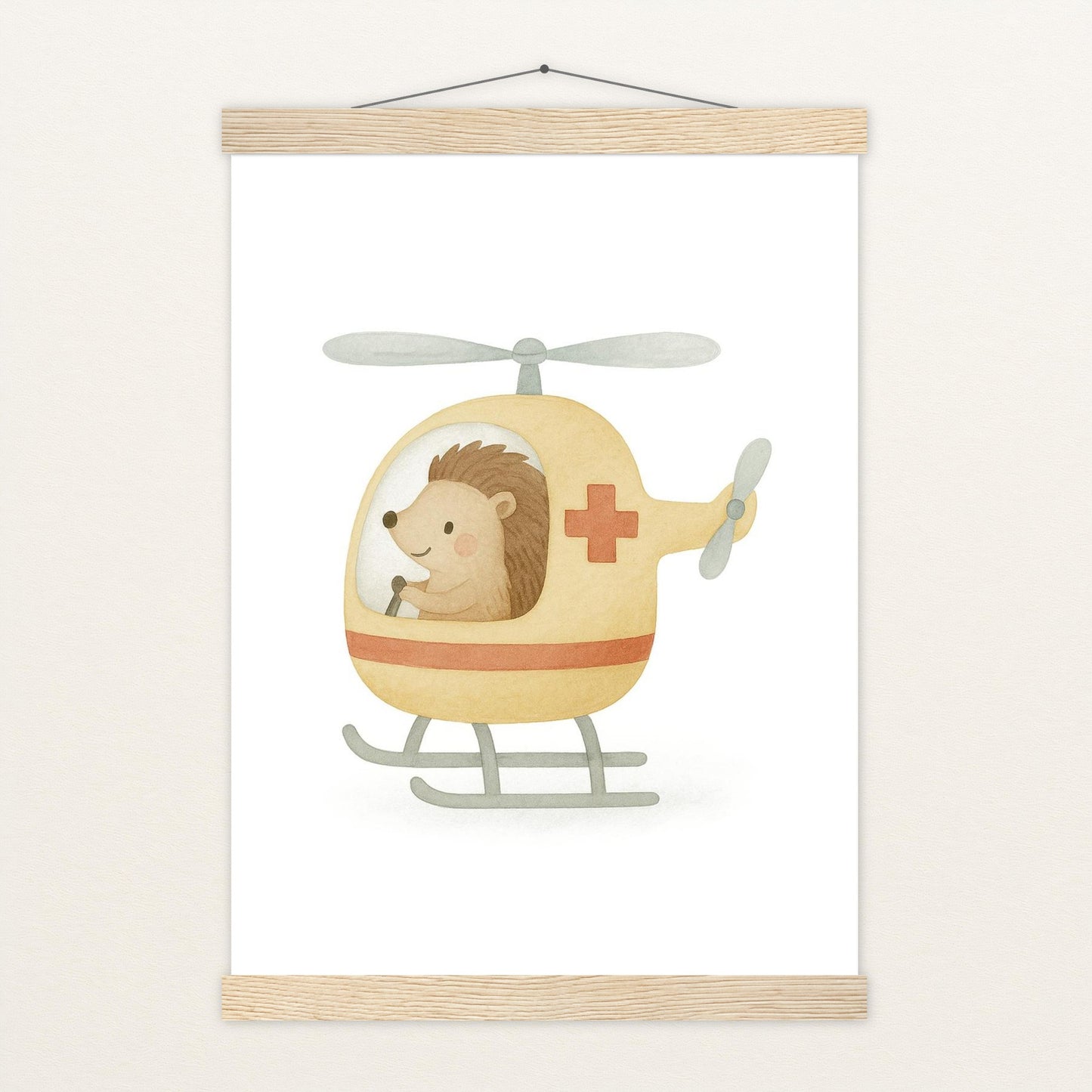 Iggi der Igel - Motiv: "Rettungshubschrauber" Poster mit Leisten von tinylearner