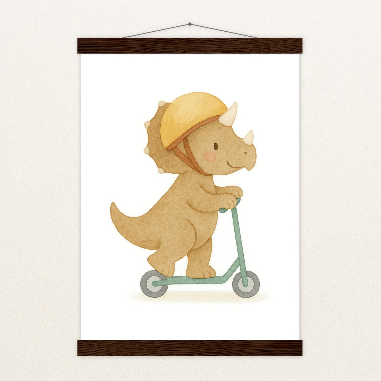 Dinosaurier Triceratops - Motiv: "Roller" Poster mit Leisten von tinylearner