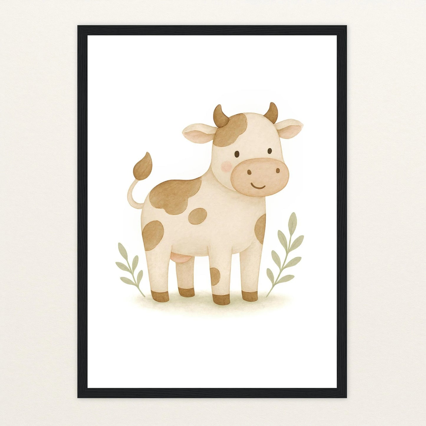 Klara die Kuh Poster mit Holzrahmen von tinylearner