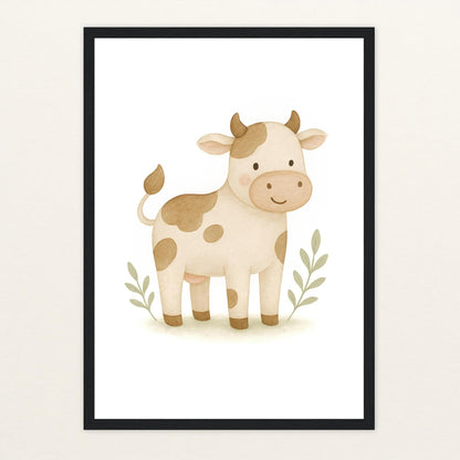 Klara die Kuh Poster mit Holzrahmen von tinylearner