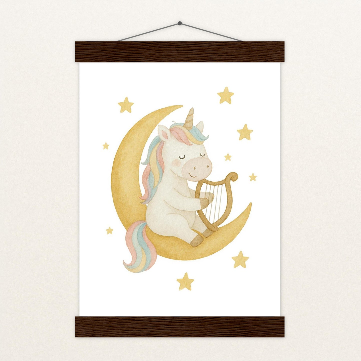 Luni das Einhorn - Motiv: "Mond" Poster mit Leisten von tinylearner