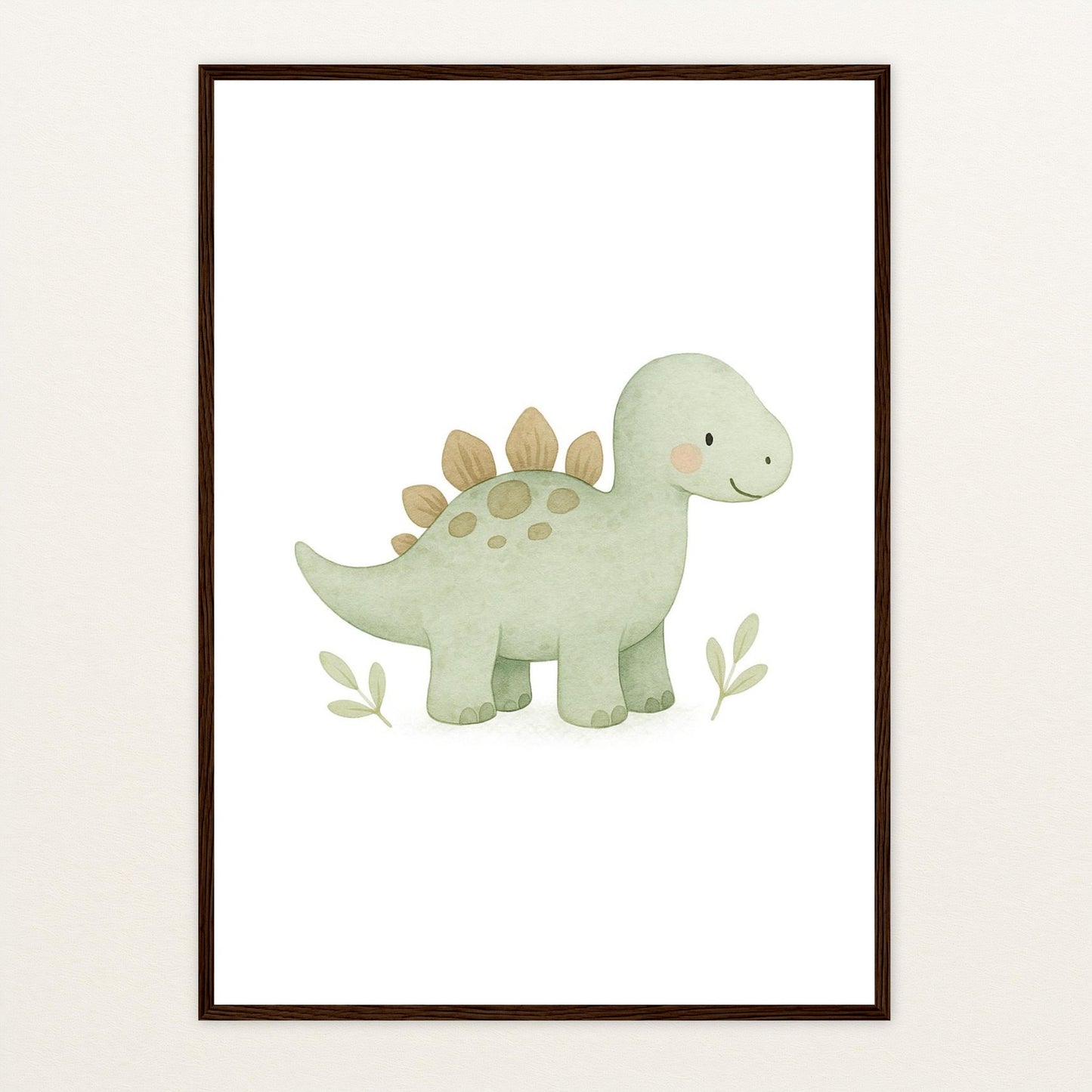 Dinosaurier Stegosaurus Poster mit Holzrahmen von tinylearner