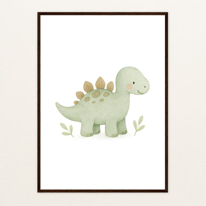 Dinosaurier Stegosaurus Poster mit Holzrahmen von tinylearner