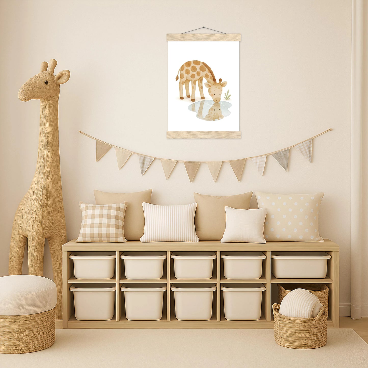 Greta die Giraffe - Motiv: "Trinken" Poster mit Leisten von tinylearner