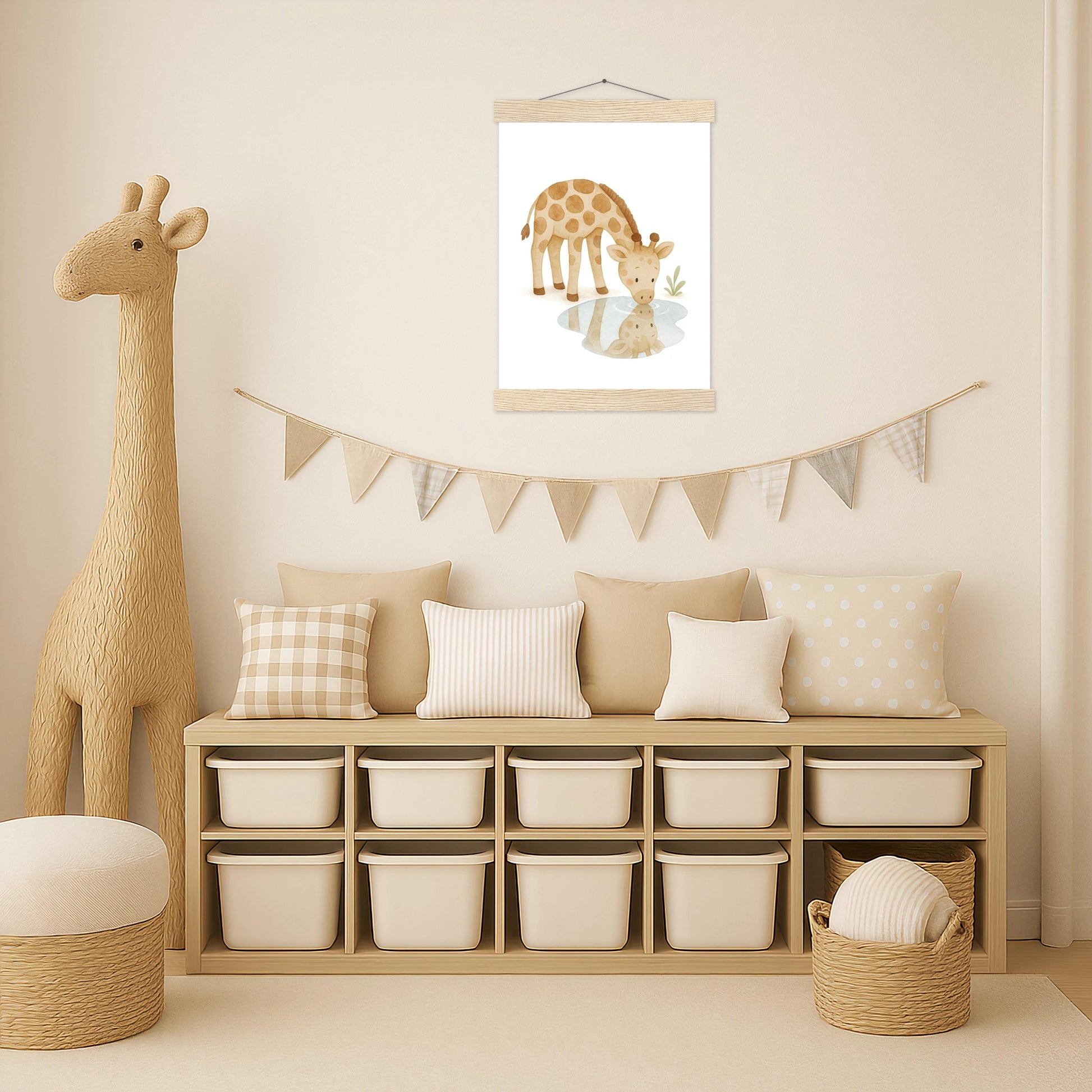 Greta die Giraffe - Motiv: "Trinken" Poster mit Leisten von tinylearner