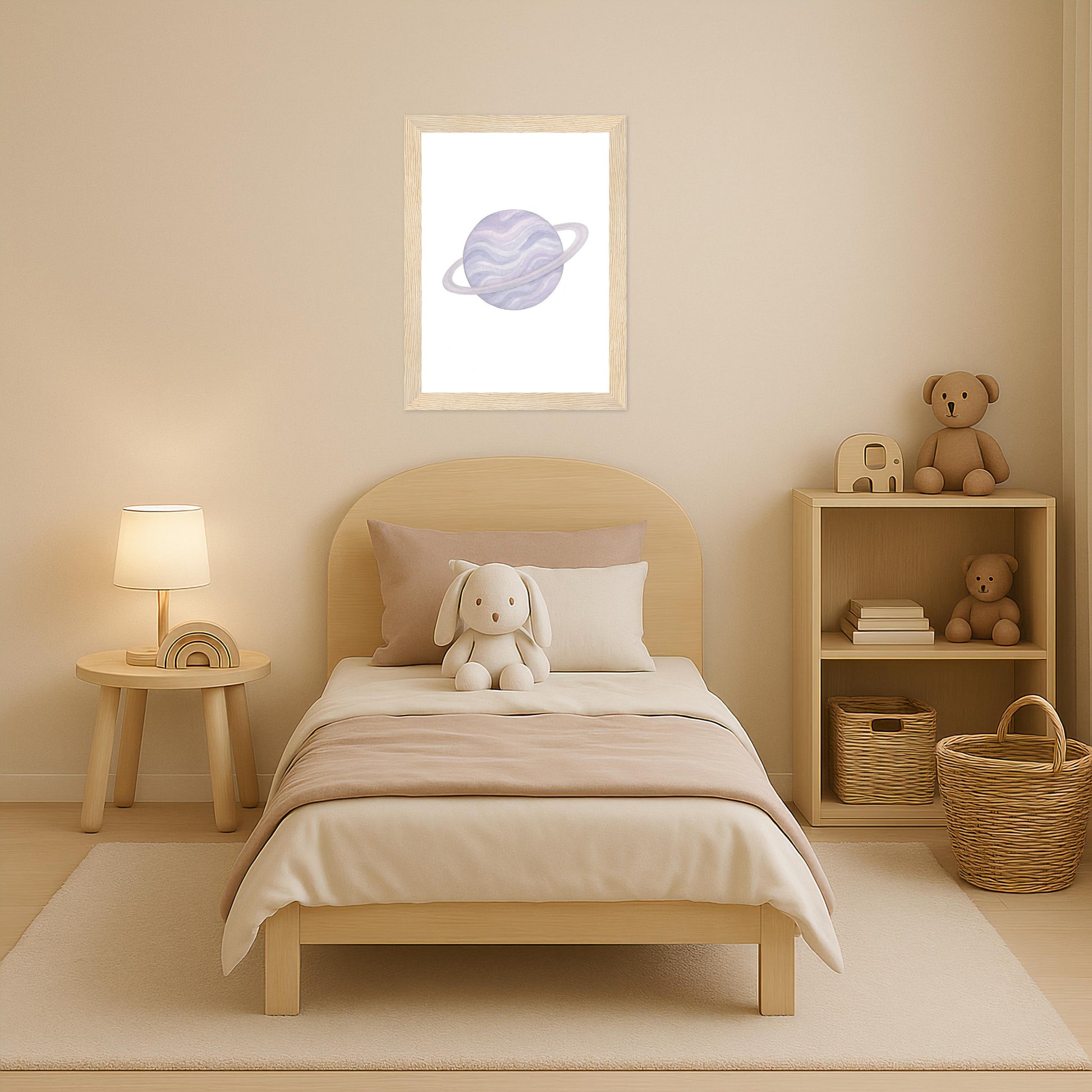 Planet Poster mit Holzrahmen von tinylearner