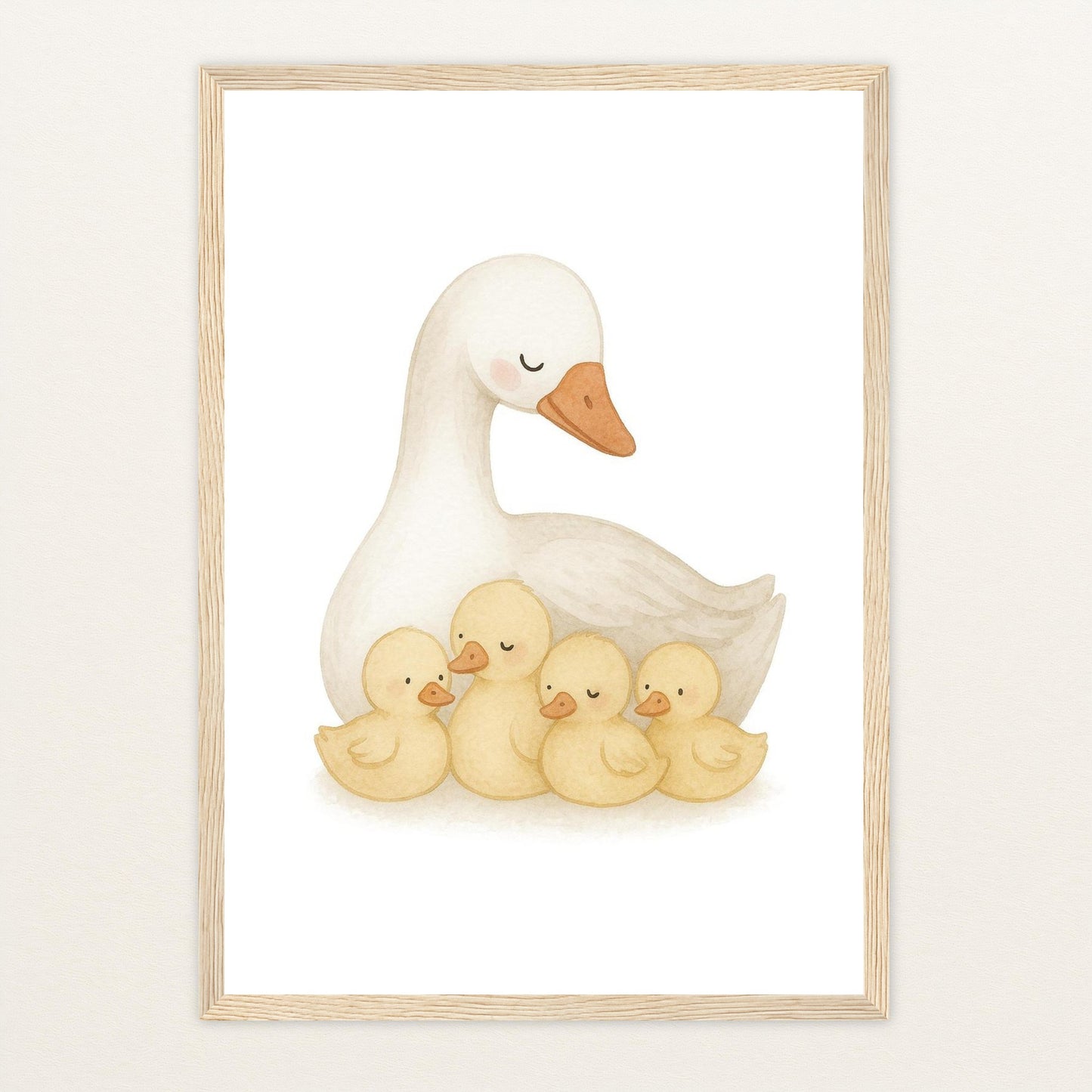 Gusi die Gans - Motiv: "Familie" Poster mit Holzrahmen von tinylearner
