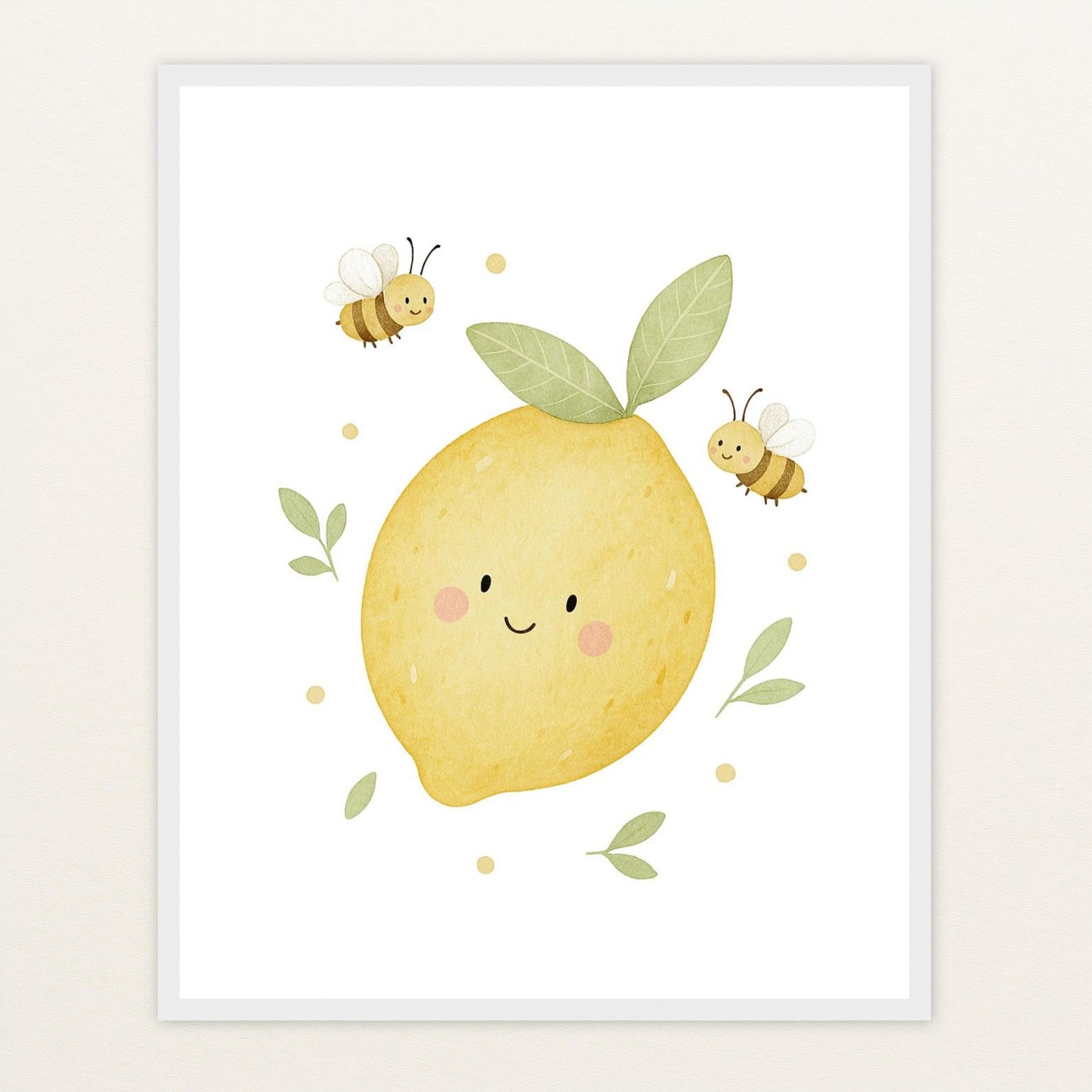 Obst: Zitrone Poster mit Holzrahmen von tinylearner