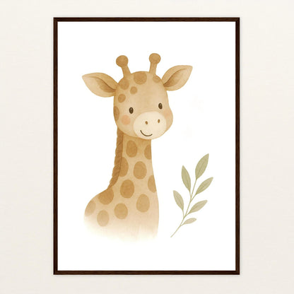 Greta die Giraffe Poster mit Holzrahmen von tinylearner