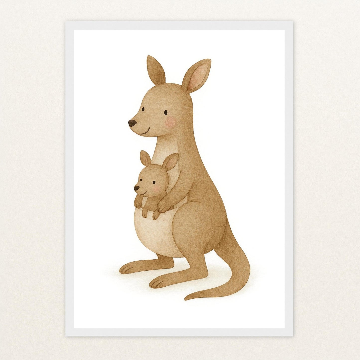 Kängu das Känguru Poster mit Holzrahmen von tinylearner