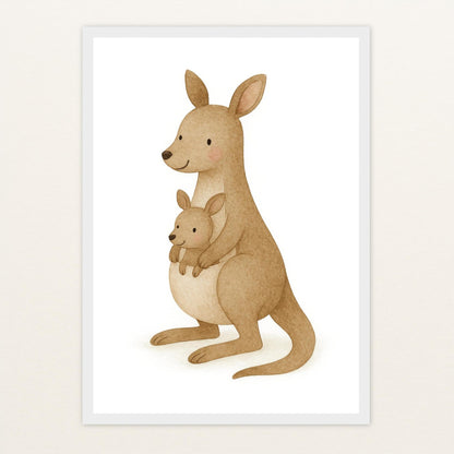 Kängu das Känguru Poster mit Holzrahmen von tinylearner