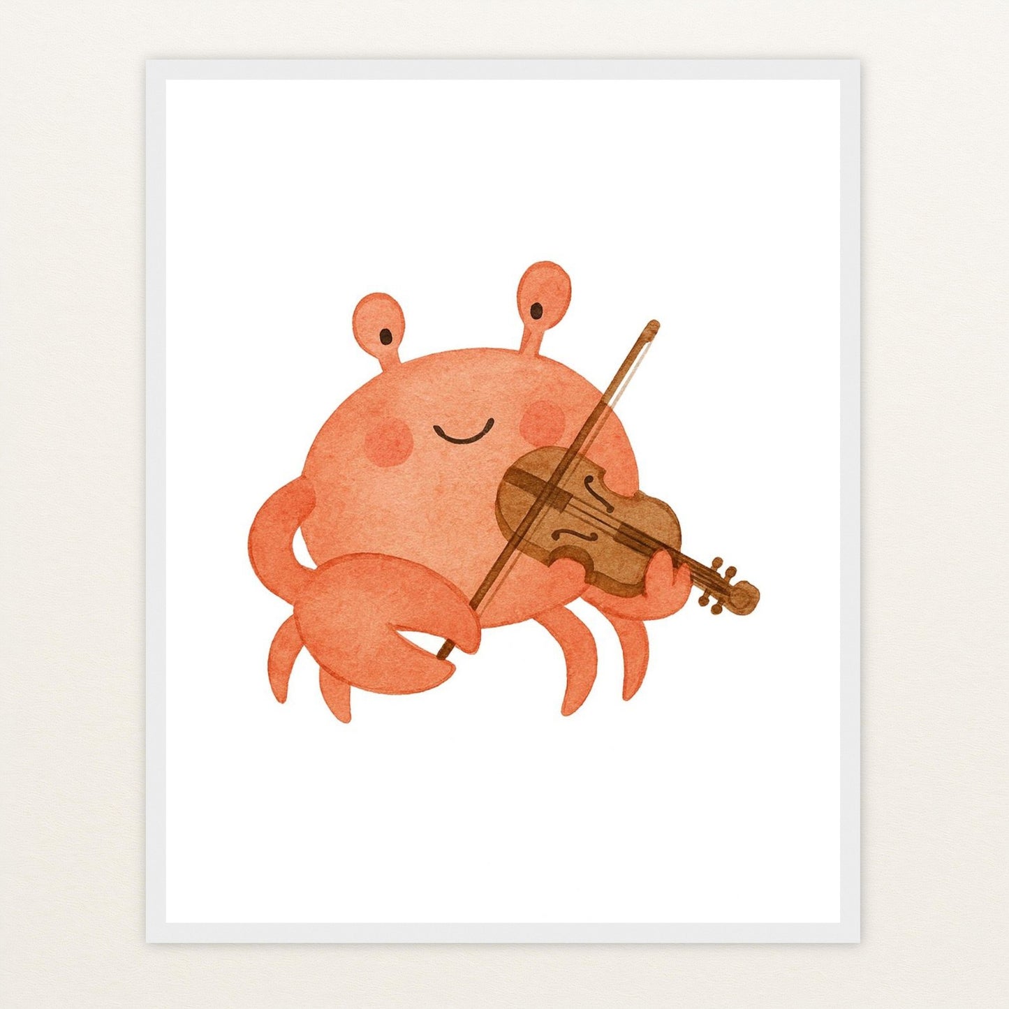 Krabbi der Krebs - Motiv: "Geige" Poster mit Holzrahmen von tinylearner