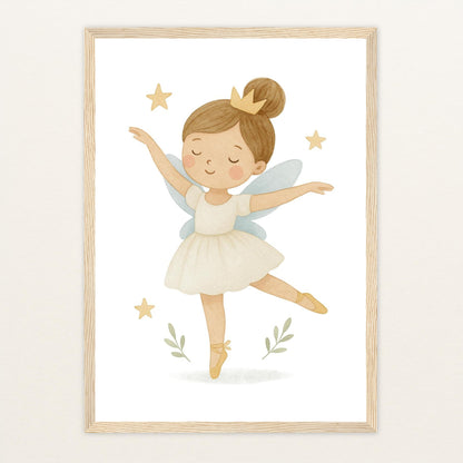 Fina die Fee - Motiv: "Ballett" Poster mit Holzrahmen von tinylearner