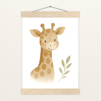 Greta die Giraffe Poster mit Leisten von tinylearner