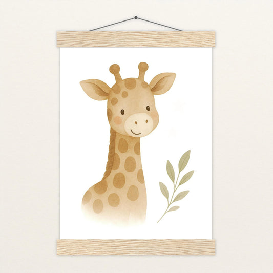 Greta die Giraffe Poster mit Leisten von tinylearner
