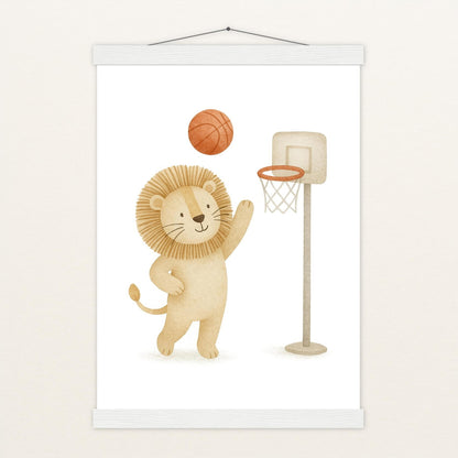 Leo der Löwe - Motiv: "Basketball" Poster mit Leisten von tinylearner