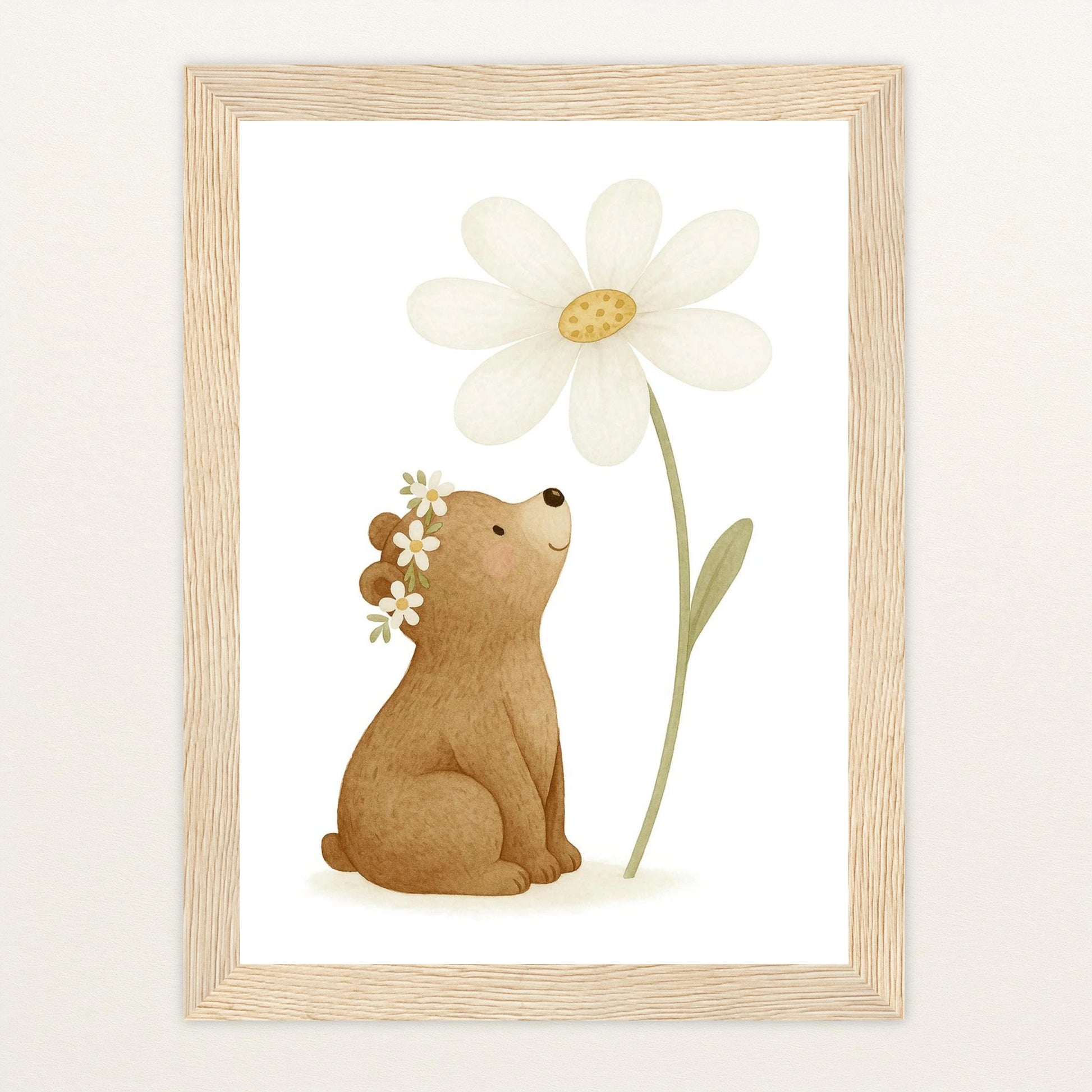 Balu der Bär - Motiv: "Gänseblümchen" Poster mit Holzrahmen von tinylearner