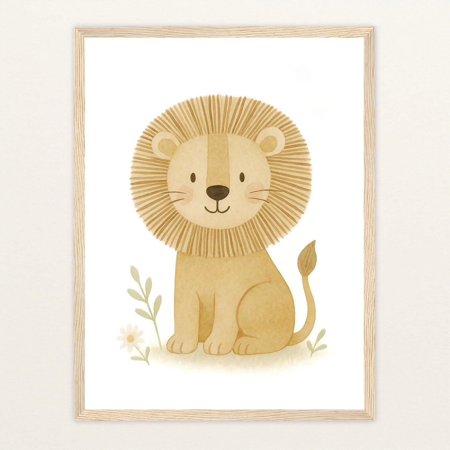 Leo der Löwe Poster mit Holzrahmen von tinylearner