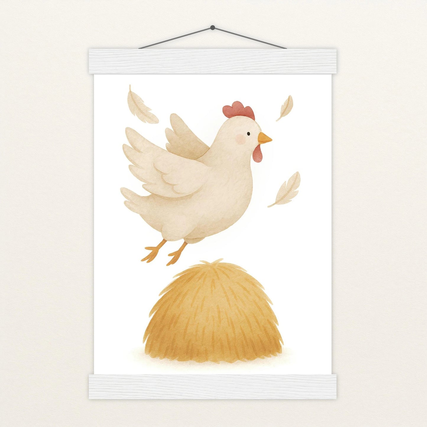 Hanni das Huhn - Motiv: "Heu" Poster mit Leisten von tinylearner