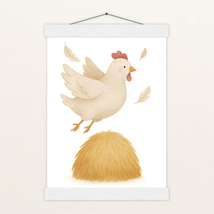 Hanni das Huhn - Motiv: "Heu" Poster mit Leisten von tinylearner