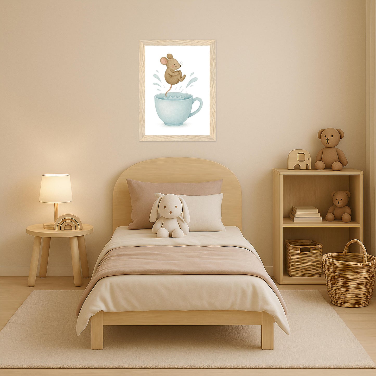 Mimi die Maus - Motiv: "Pool" Poster mit Holzrahmen von tinylearner