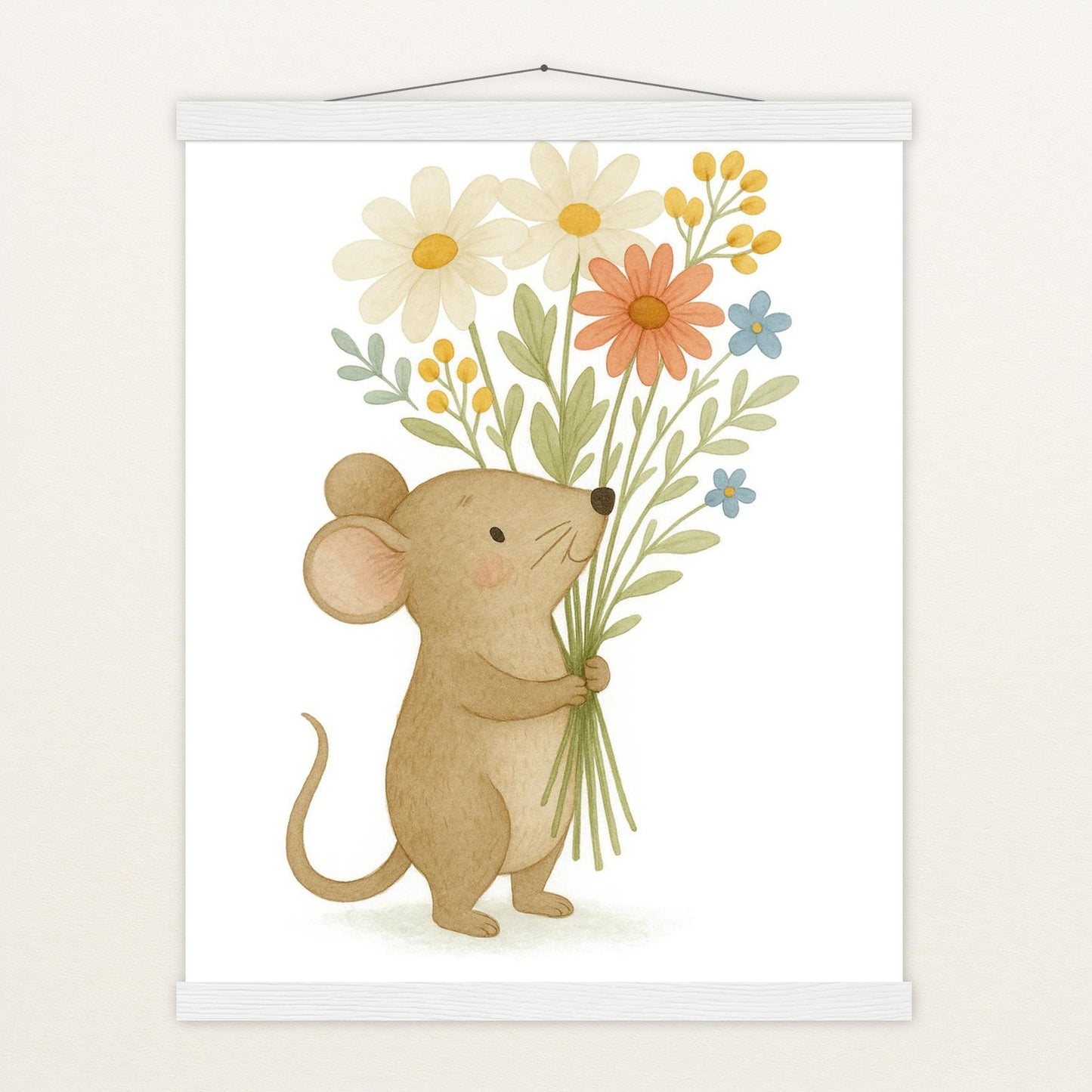 Mimi die Maus - Motiv: "Blumenstrauß" Poster mit Leisten von tinylearner