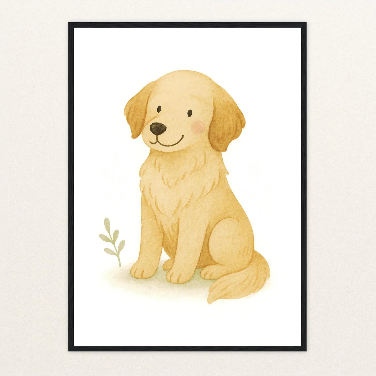 Hugo der Hund Poster mit Holzrahmen von tinylearner