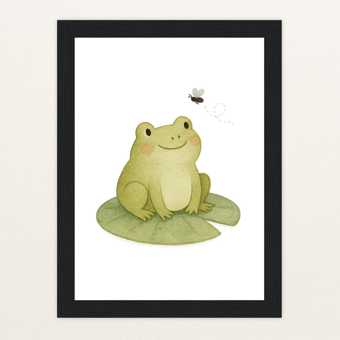 Flocke der Frosch - Motiv: "Fliege" Poster mit Holzrahmen von tinylearner