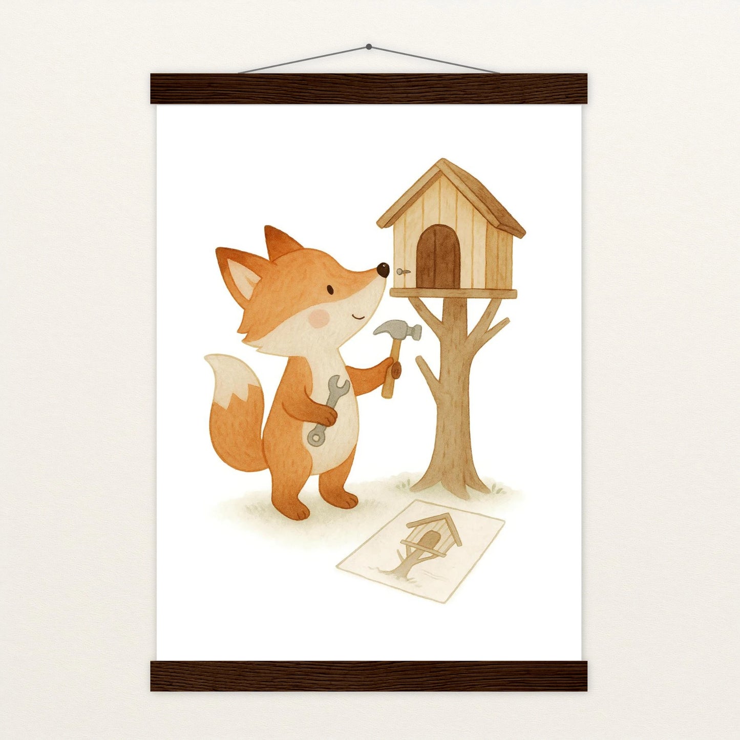 Finnegan der Fuchs - Motiv: "Baumhaus" Poster mit Leisten von tinylearner