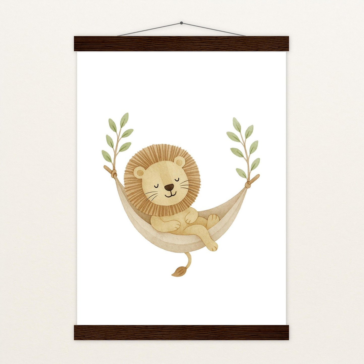 Leo der Löwe - Motiv: "Hängematte" Poster mit Leisten von tinylearner