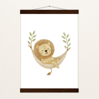 Leo der Löwe - Motiv: "Hängematte" Poster mit Leisten von tinylearner