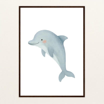 Dora der Delfin Poster mit Holzrahmen von tinylearner