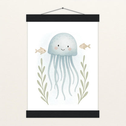 Quinn die Qualle Poster mit Leisten von tinylearner