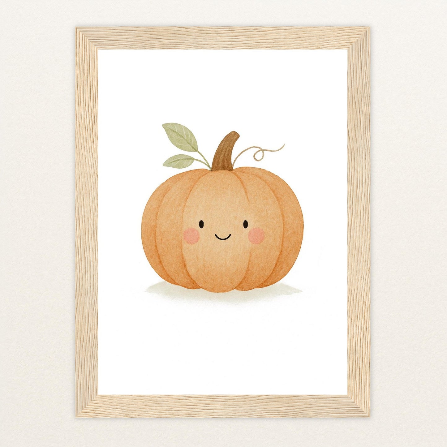 Gemüse: Kürbis Poster mit Holzrahmen von tinylearner