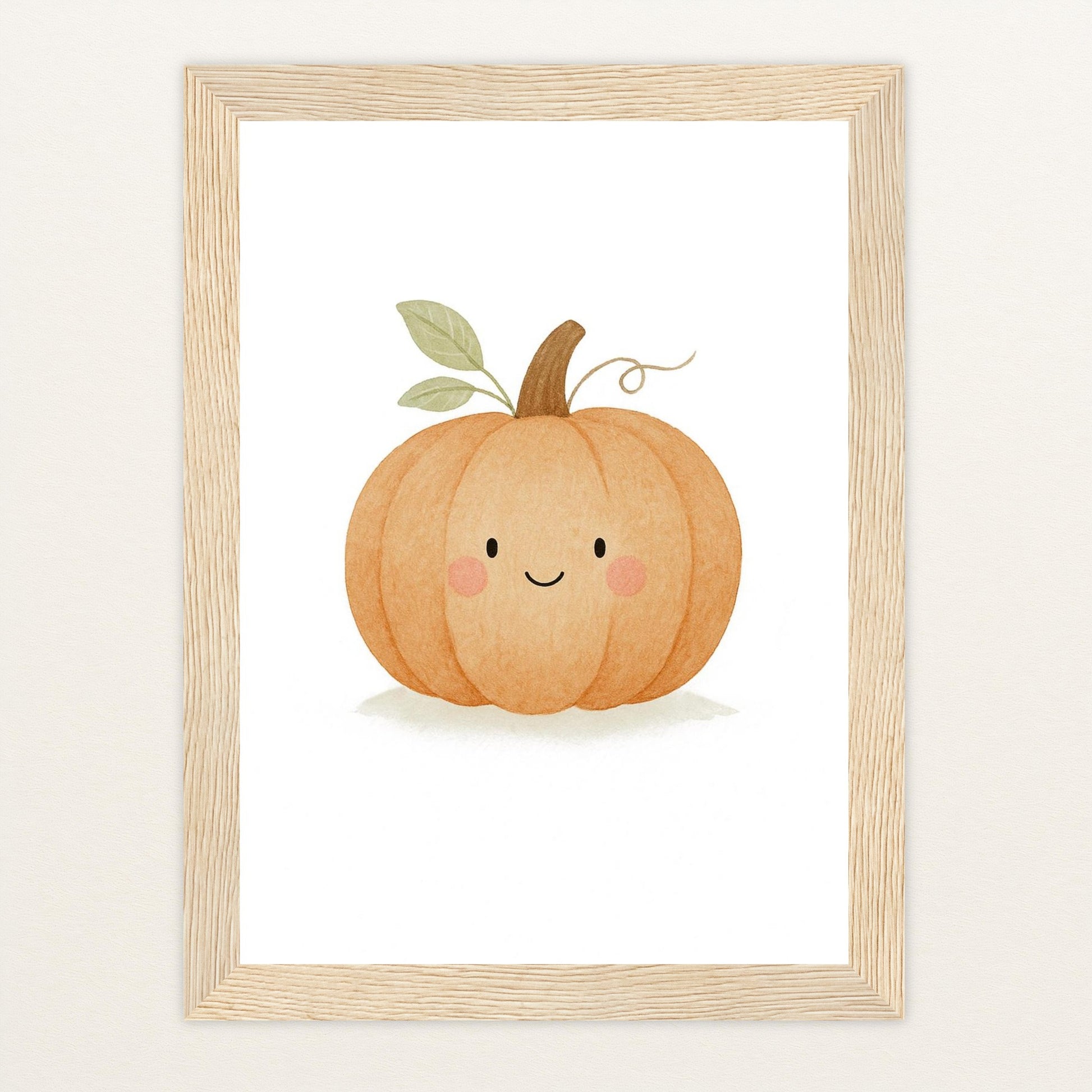 Gemüse: Kürbis Poster mit Holzrahmen von tinylearner