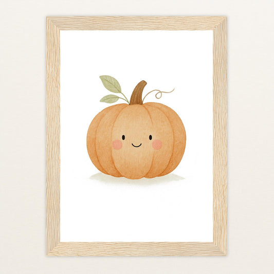 Gemüse: Kürbis Poster mit Holzrahmen von tinylearner