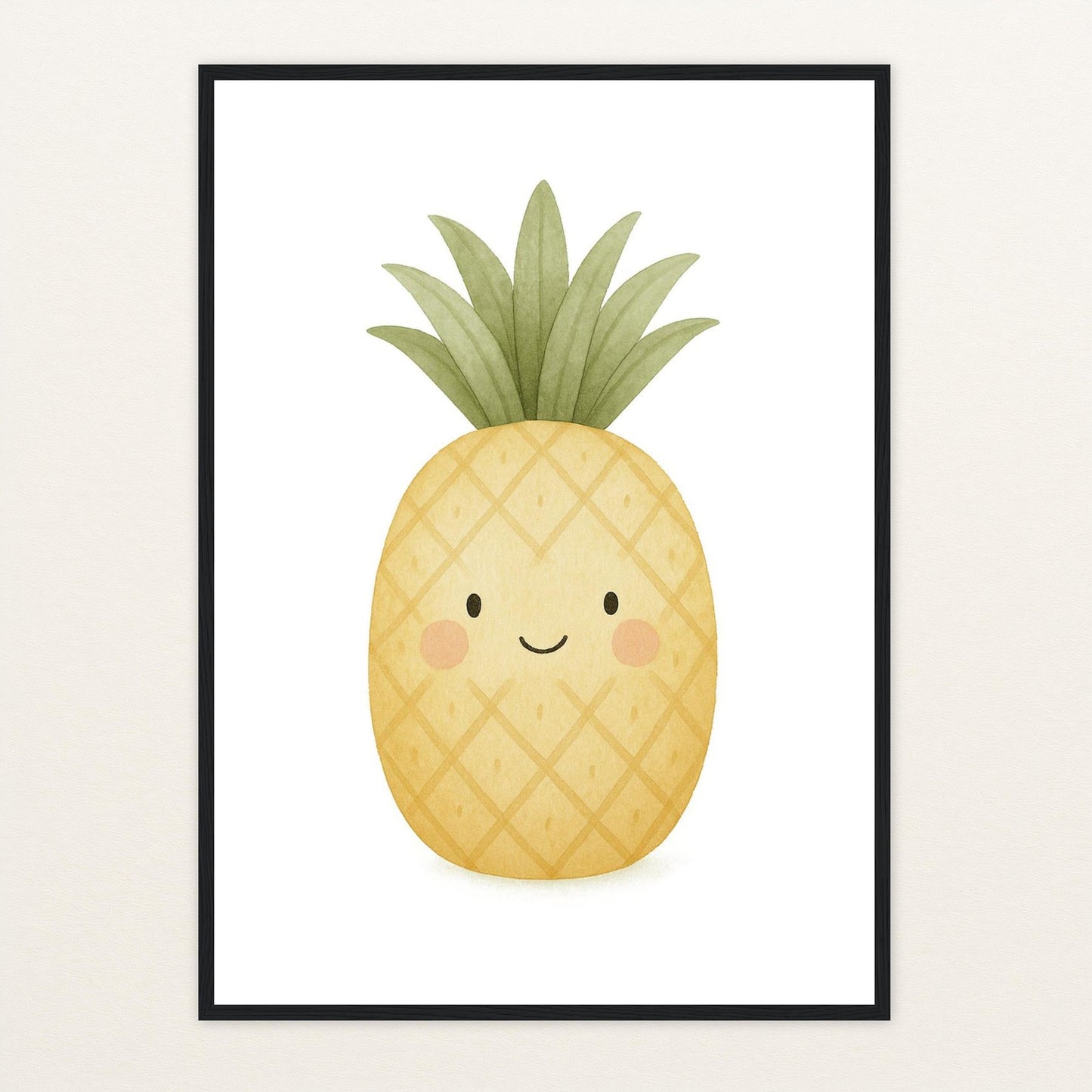 Obst: Ananas Poster mit Holzrahmen von tinylearner