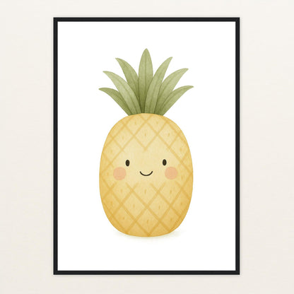Obst: Ananas Poster mit Holzrahmen von tinylearner