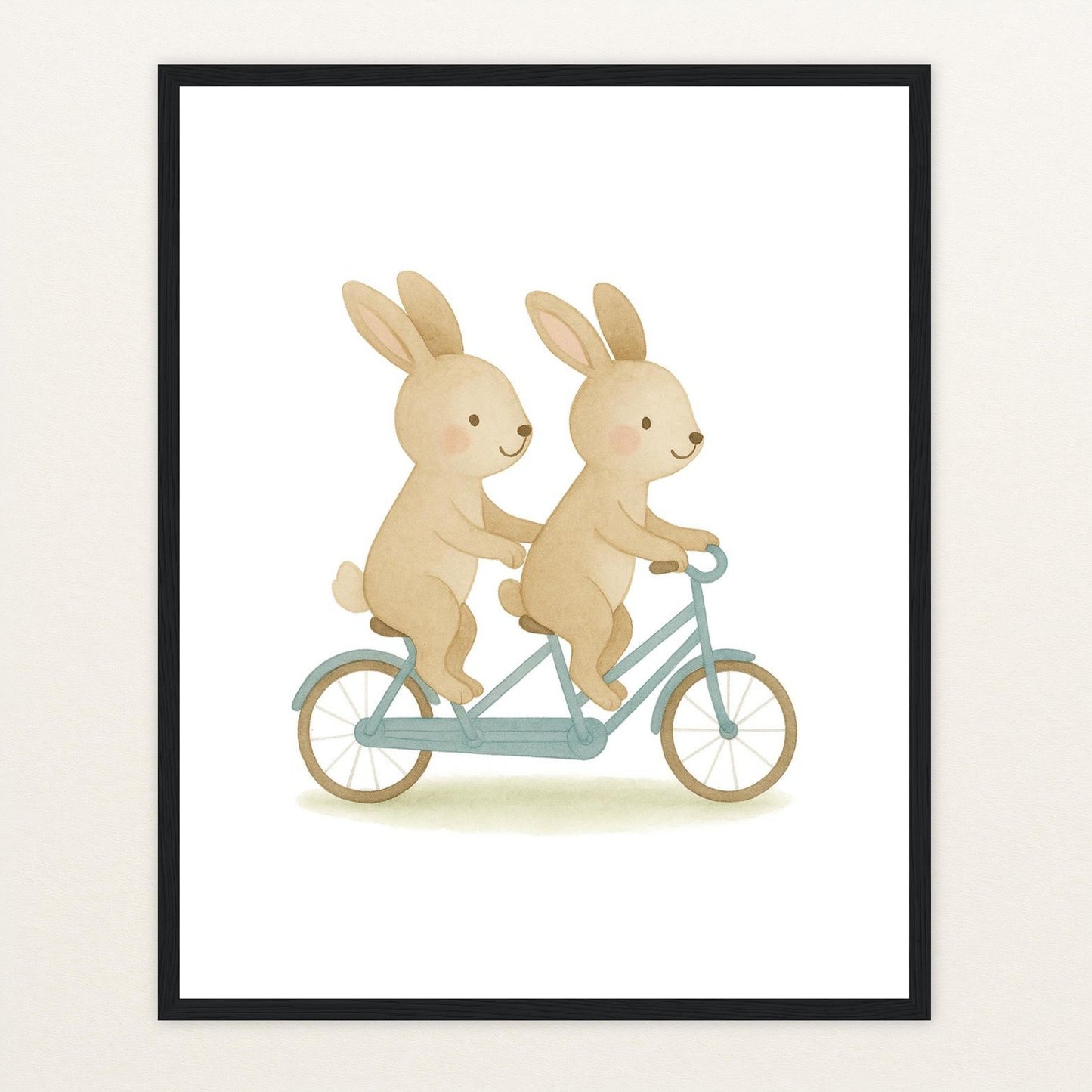 Holly der Hase - Motiv: "Tandem" Poster mit Holzrahmen von tinylearner