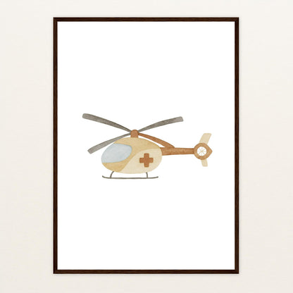 Rettungshubschrauber Poster mit Holzrahmen von tinylearner