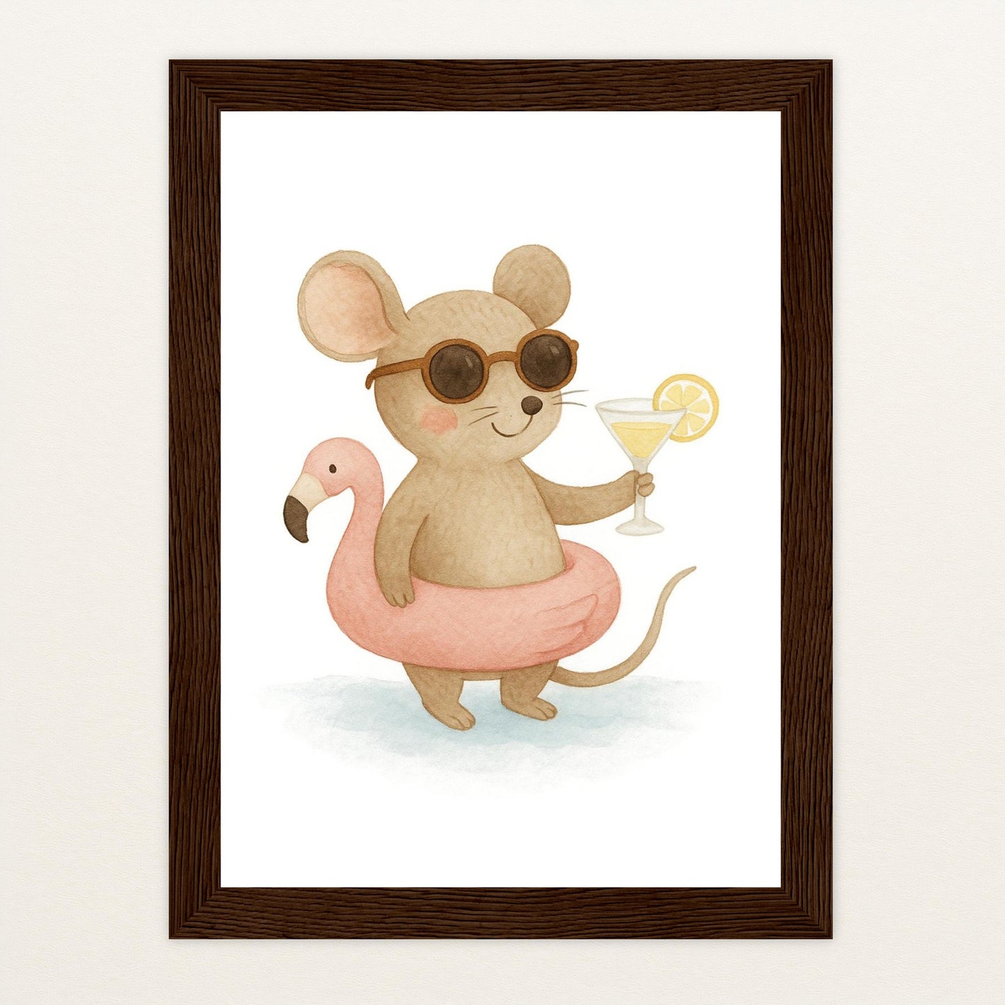 Mimi die Maus - Motiv: "Pooltag" Poster mit Holzrahmen von tinylearner