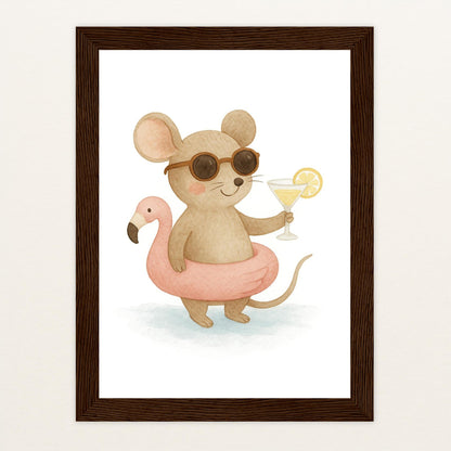 Mimi die Maus - Motiv: "Pooltag" Poster mit Holzrahmen von tinylearner