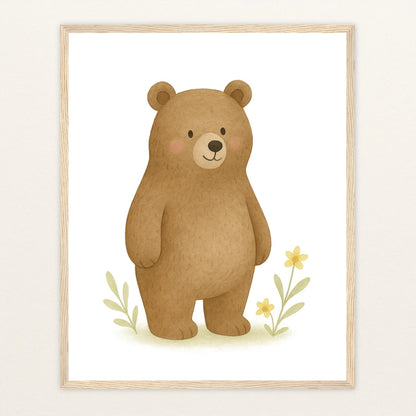 Balu der Bär Poster mit Holzrahmen von tinylearner