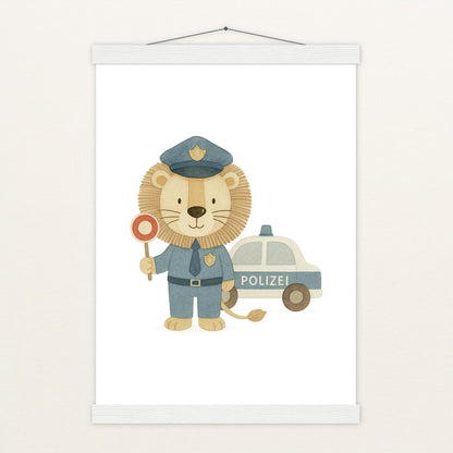 Leo der Löwe - Motiv: "Polizei" Poster mit Leisten von tinylearner