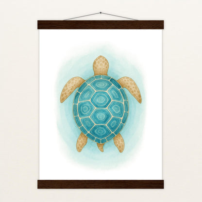 Sora die Schildkröte - Motiv: "Treiben" Poster mit Leisten von tinylearner