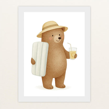 Balu der Bär - Motiv: "Strandtag" Poster mit Holzrahmen von tinylearner