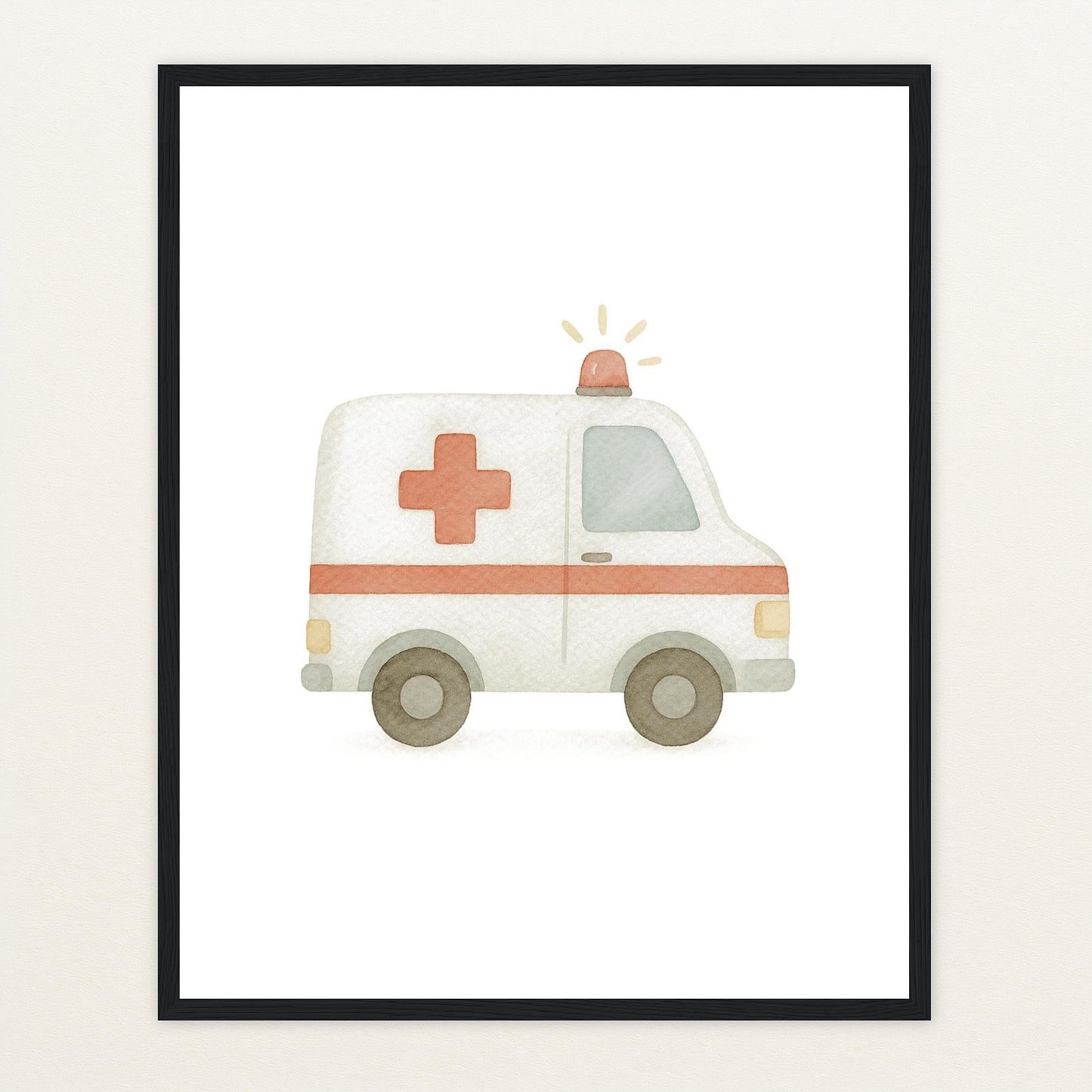 Krankenwagen Poster mit Holzrahmen von tinylearner