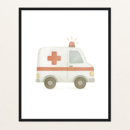 Krankenwagen Poster mit Holzrahmen von tinylearner