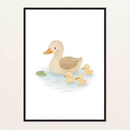 Gusi die Gans - Motiv: "Teich" Poster mit Holzrahmen von tinylearner